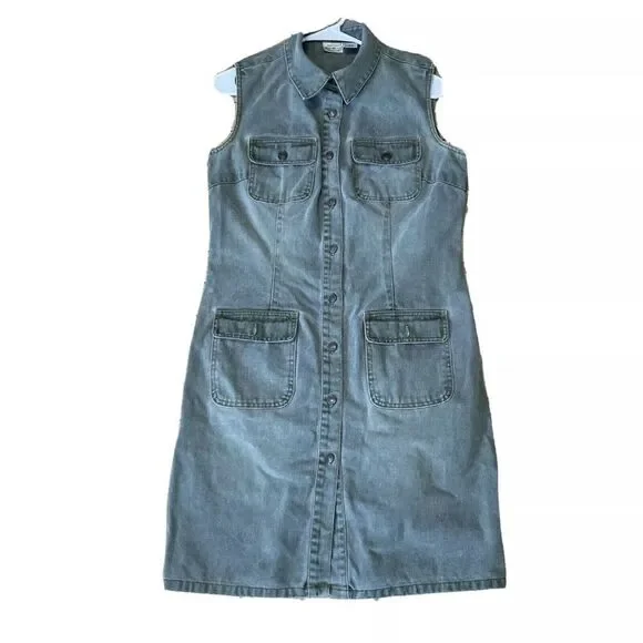 Newport News Dresses | Vtg Newport News Jeanology Jean Denim Vest Dress 10 Green Button Sleeveless Midi | Color: Green | Size: 10 | Cocoscloset96'S Newport News Dresses | Vtg Newport News Jeanology Jean Denim Vest Dress 10 Green Button Sleeveless Midi | Color: Green | Size: 10 | Cocoscloset96'S